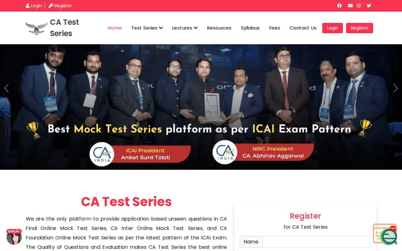 Screenshot of CA Test Series