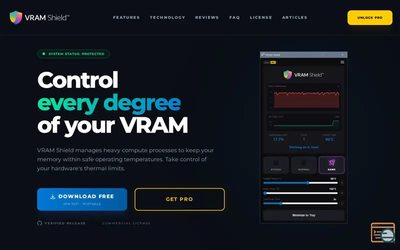 Screenshot of VRAM Shield