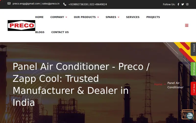 Screenshot of Panel Air Conditioner Supplier in Mumbai