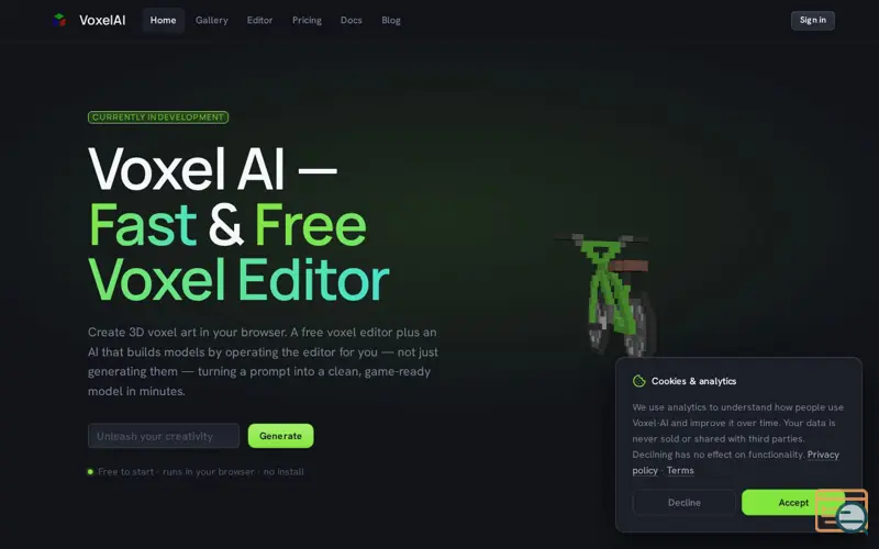 Screenshot of VoxelAI Studio