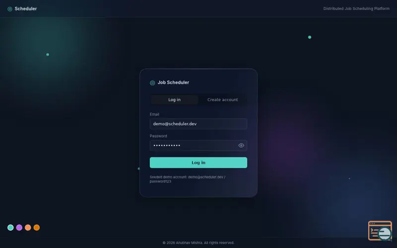Screenshot of Scheduler · Dashboard
