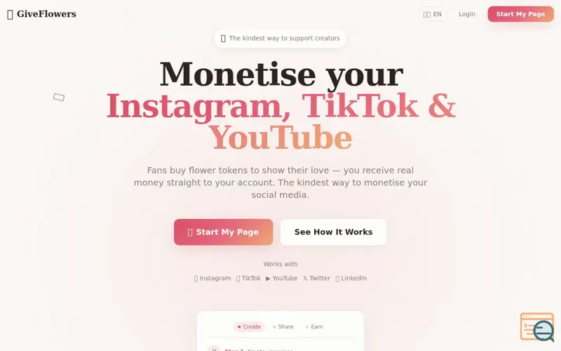 Screenshot of GiveFlowers.io