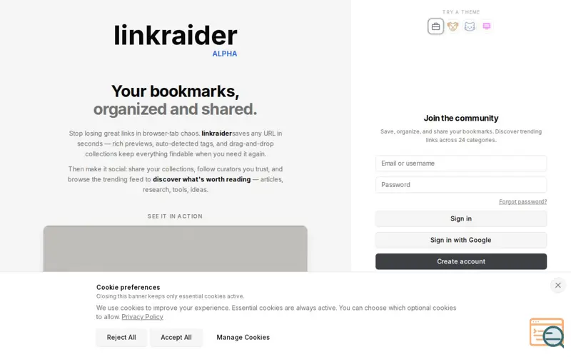 Screenshot of linkraider