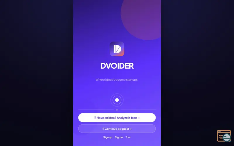 Screenshot of DVOIDER — Where ideas become startups