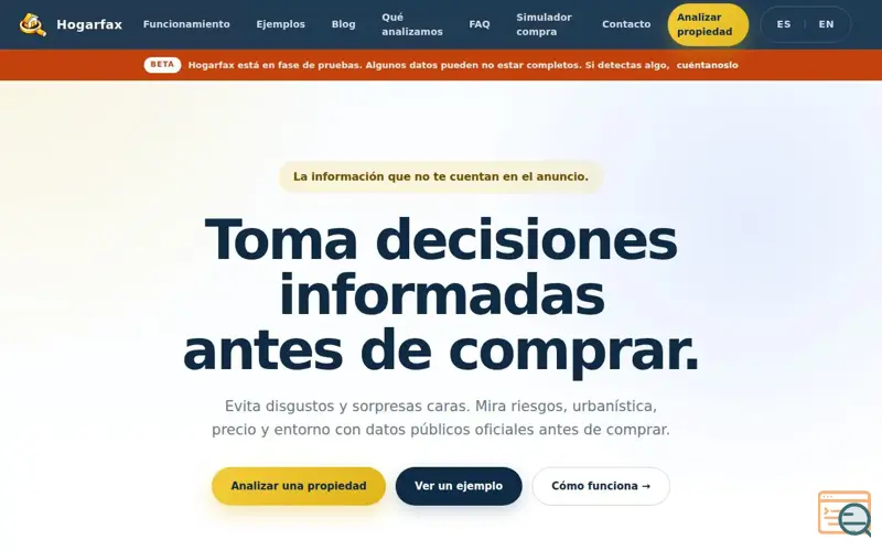 Screenshot of Hogarfax, a launch using IDEE (Spain)
