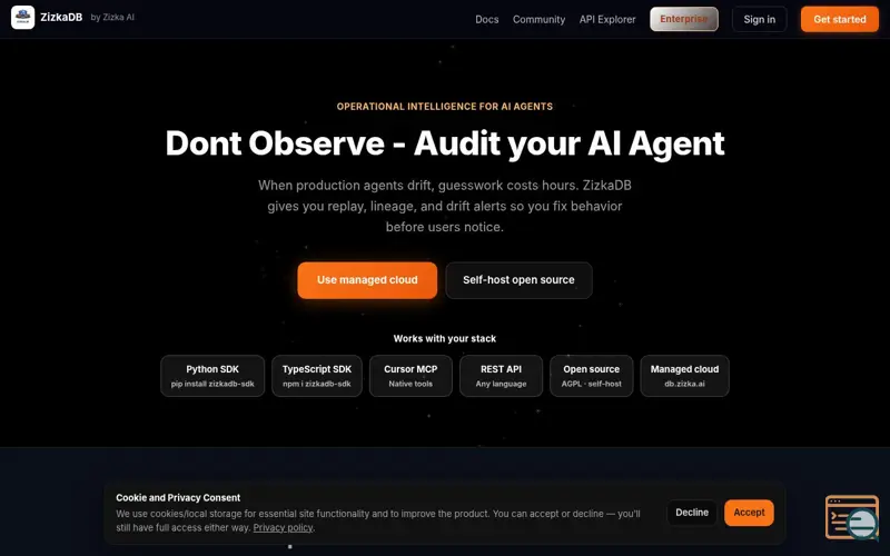 Screenshot of ZizkaDB