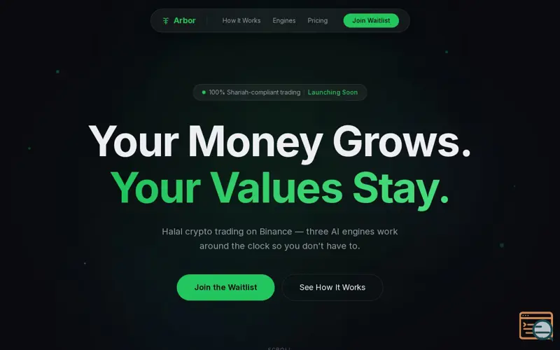 Screenshot of Arbor-Crypto Trading Bot Halal by Design