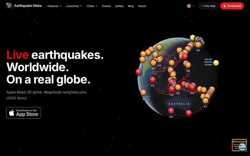 Screenshot of Earthquake Globe