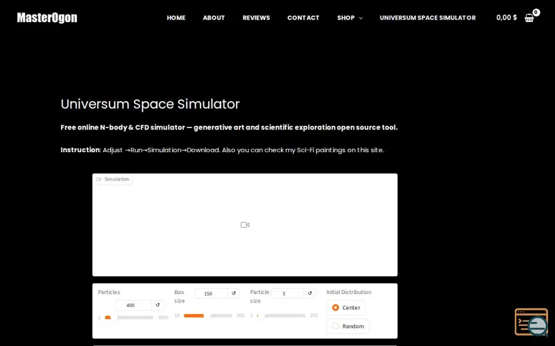 Screenshot of Universum, a launch using InHosted