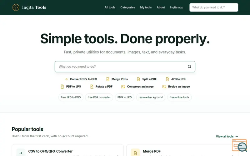 Screenshot of Inqita Tools