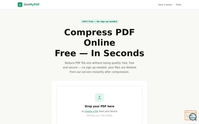Screenshot of SlimMyPDF