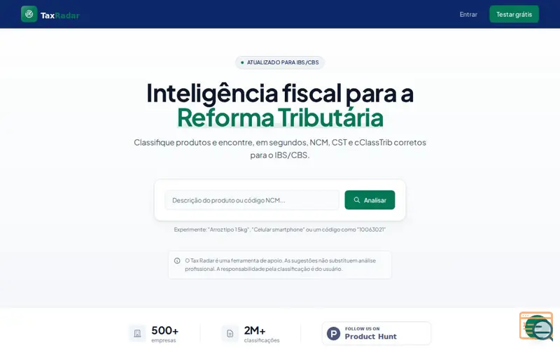 Screenshot of Tax Radar