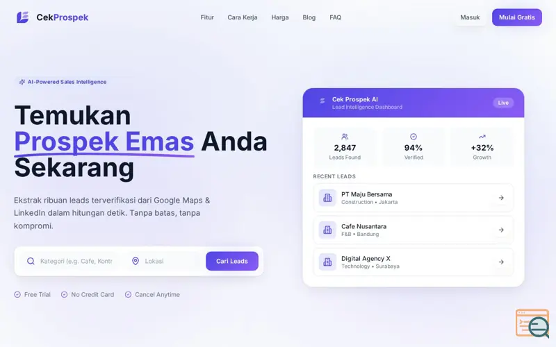 Screenshot of Cek Prospek