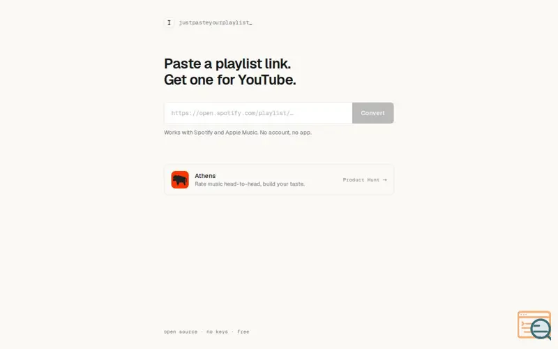 Screenshot of Just Paste Your Playlist