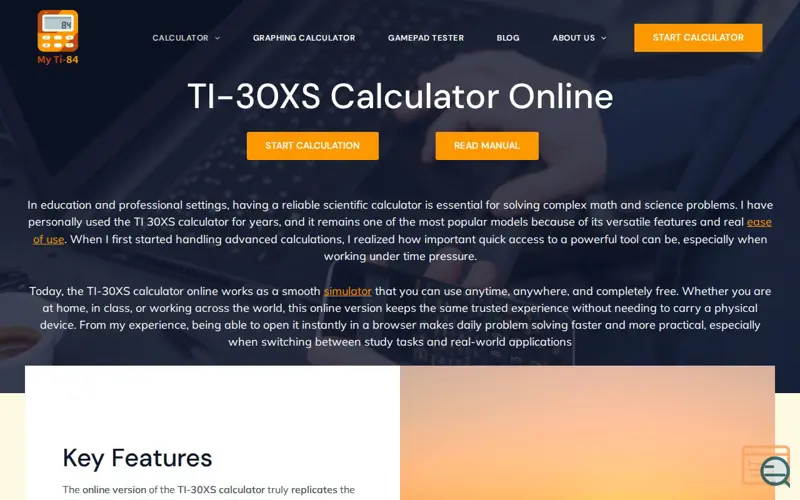 Screenshot of - TI-30 Online Calculator