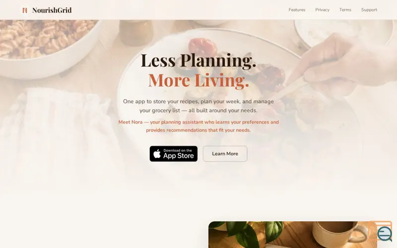 Screenshot of NourishGrid