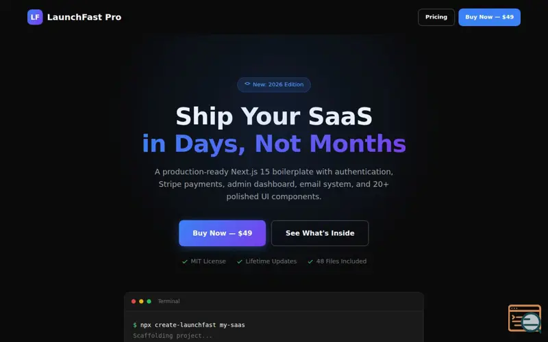 Screenshot of LaunchFast Pro — Ship Your SaaS in Days