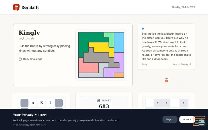 Screenshot of Regularly, a launch using shadcn/ui
