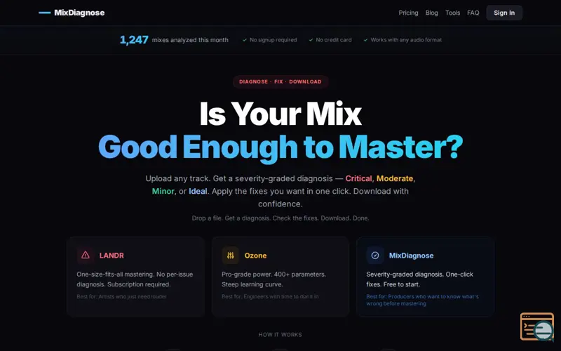 Screenshot of MixDiagnose