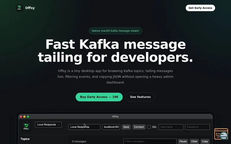 Screenshot of Offsy — Fast Kafka tailing for devs
