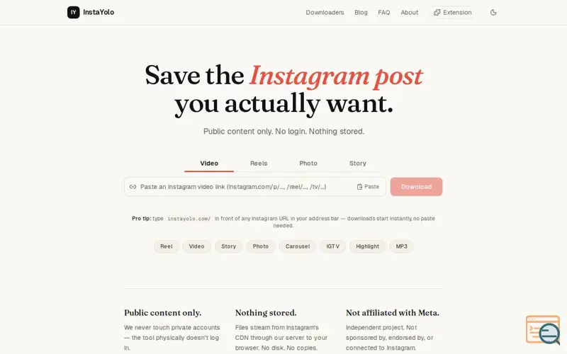 Screenshot of InstaYolo