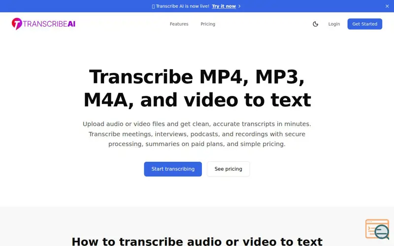 Screenshot of Transcribe AI