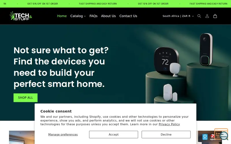 Screenshot of Tech & Stuff, a launch using HostedEmail