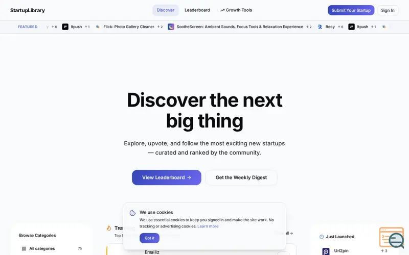 Screenshot of StartupLibrary