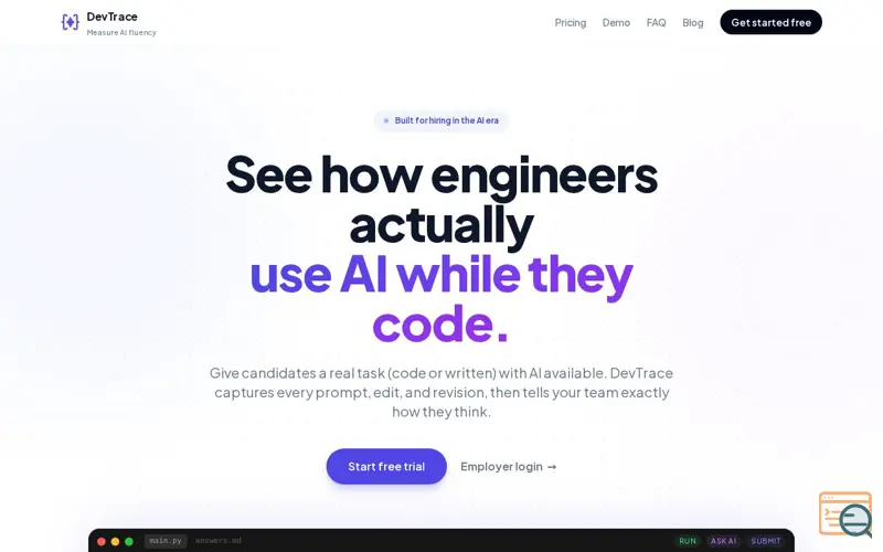 Screenshot of DevTrace