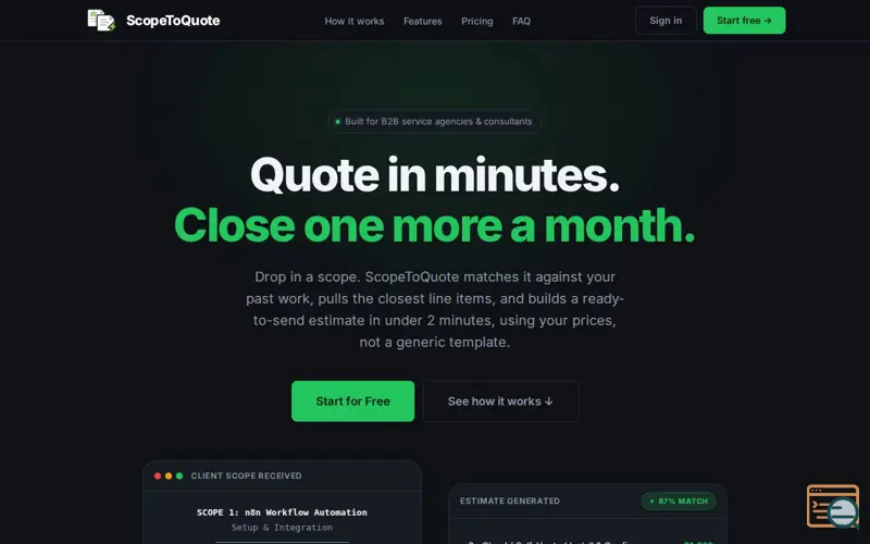 Screenshot of ScopeToQuote