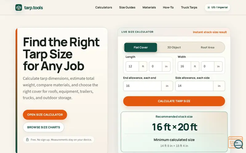 Screenshot of tarp.tools