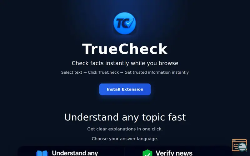 Screenshot of TrueCheck