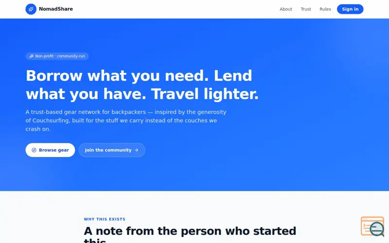 Screenshot of NomadShare