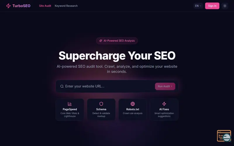 Screenshot of TurboSEO