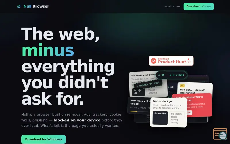 Screenshot of  Null Browser ∅