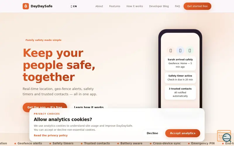 Screenshot of DayDaySafe