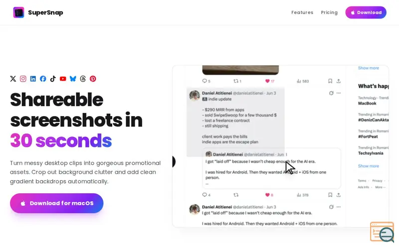 Screenshot of SuperSnap