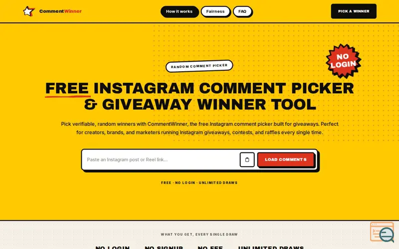 Screenshot of CommentWinner