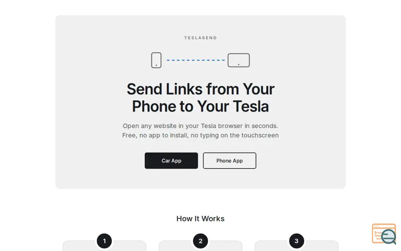 Screenshot of TeslaSend