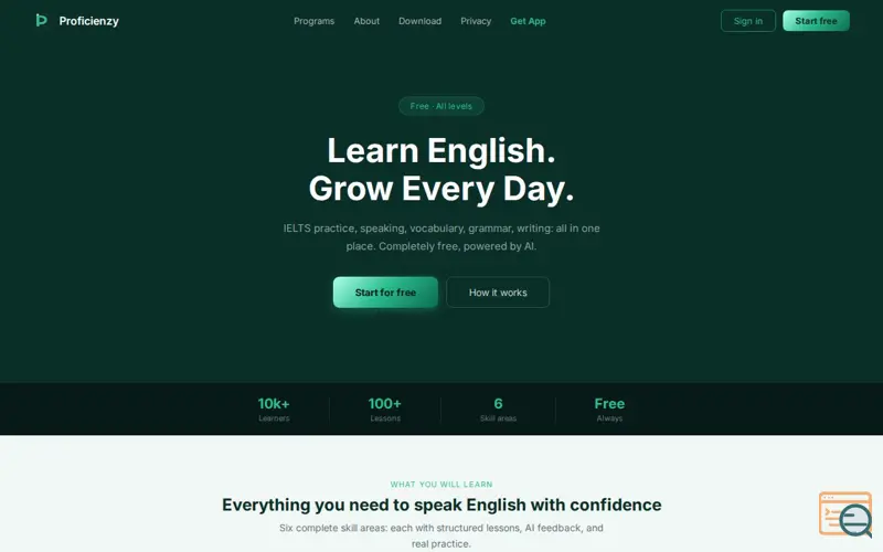 Screenshot of Proficienzy - Learn English.