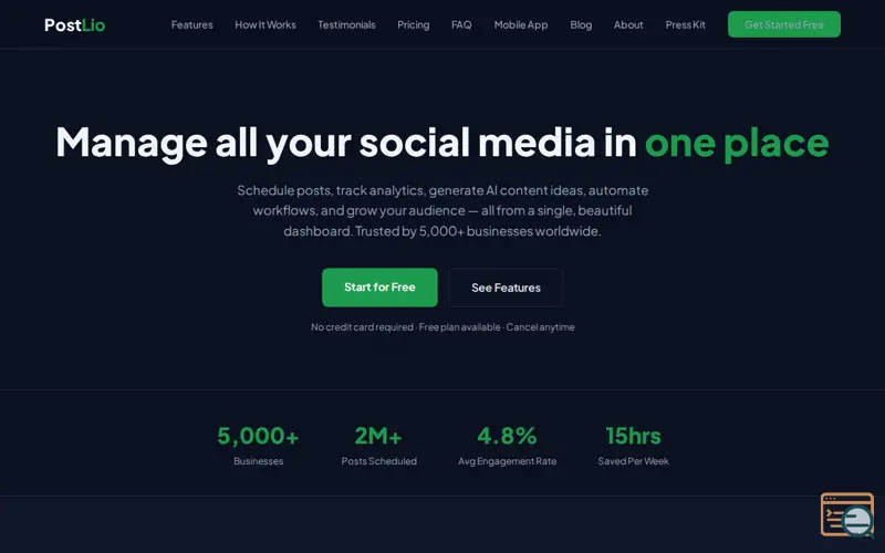 Screenshot of PostLio