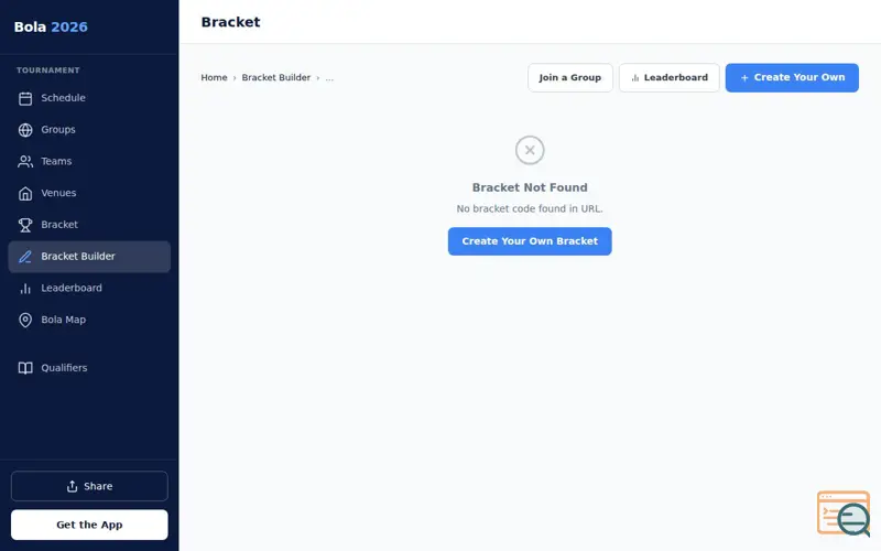 Screenshot of Bola 2026: World Cup Bracket Builder