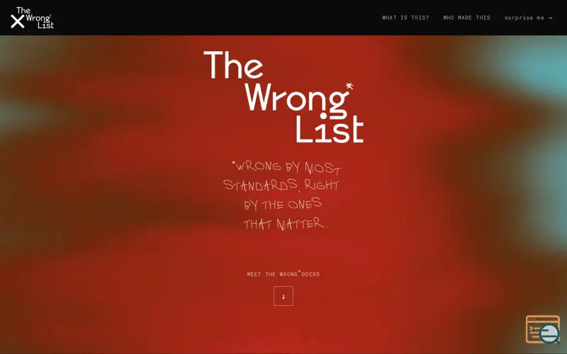 Screenshot of The Wrong List