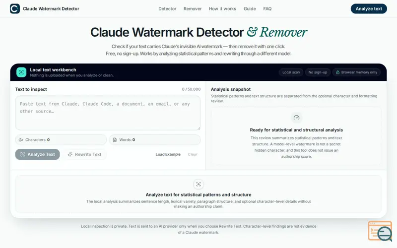 Screenshot of Claude Watermark Detector