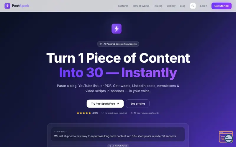 Screenshot of Post Spark