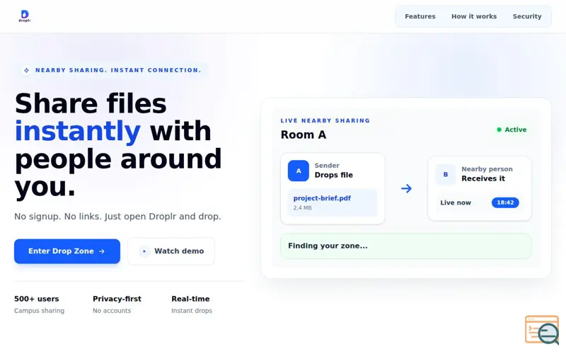 Screenshot of Droplr