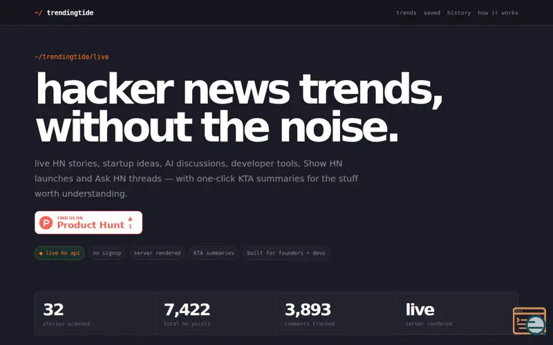 Screenshot of TrendingTide