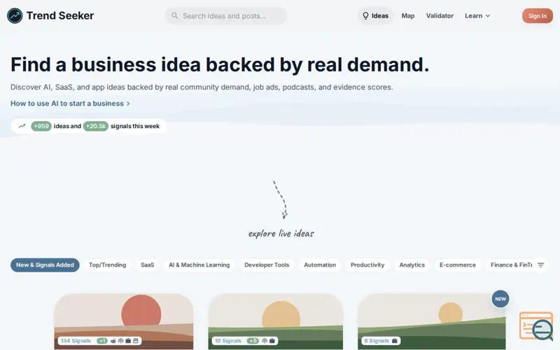 Screenshot of Trend Seeker