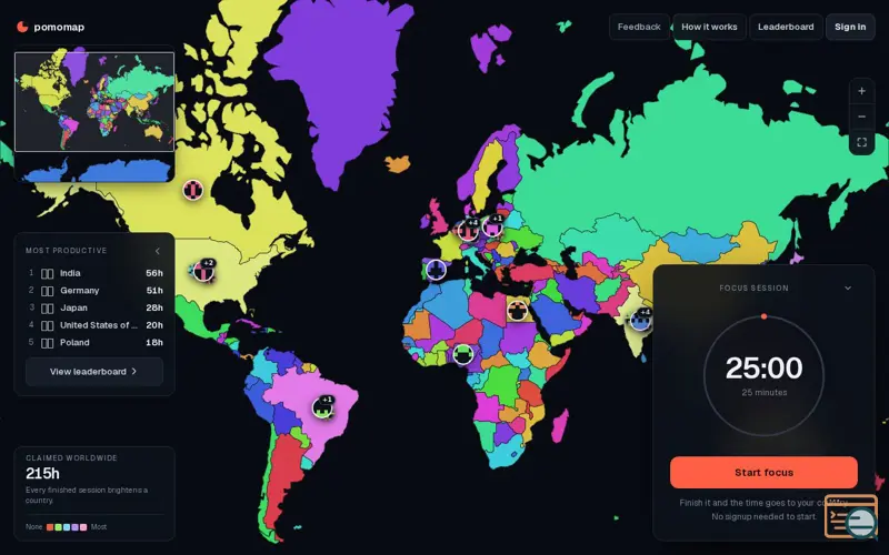 Screenshot of Pomomap