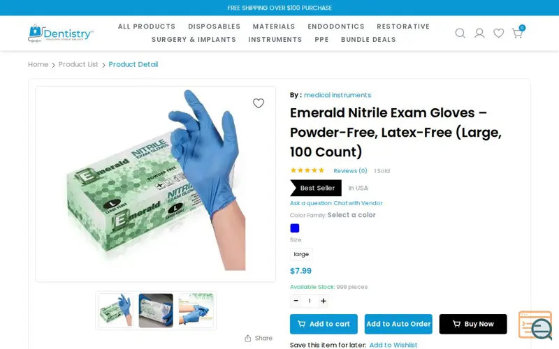 Screenshot of Emerald Nitrile Exam Gloves